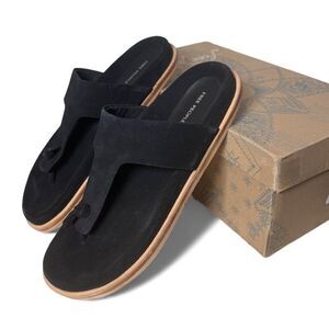 Free People FP Collection Mika Footbed Sandal Slide Blk Leather Suede Women 10